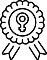 A line icon of a badge with female sign vector