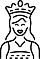A line style icon of a crowned girl character vector