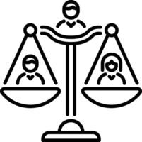 A linear style icon of a justice scale vector