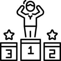A line icon of a character standing at winners podium vector