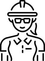 A linear style icon of a female engineer character vector