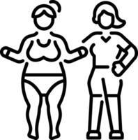 A linear style icon of exercising character showing body positivity vector