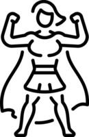 Strong woman character icon in linear style vector