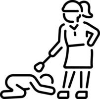 A character making an apology to a female, line style icon vector