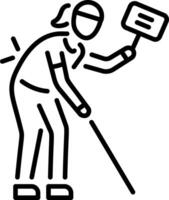 A linear style icon of a character depicting demonstration vector