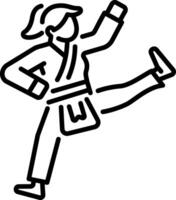 A linear style icon of karate woman vector
