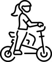 Cycling woman character icon in linear style vector