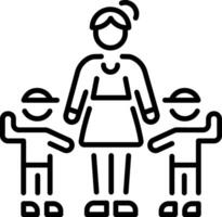 A linear style icon of a family includes a mother and two children vector
