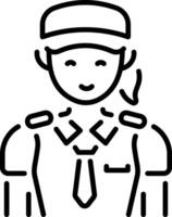 Female pilot character icon in linear style vector