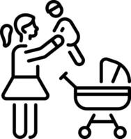 A linear style icon of a mother holding her baby depicting motherhood vector