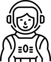 Female astronaut character icon in linear style vector