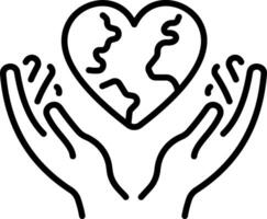 A line style icon of heart in hands depicting kindness vector
