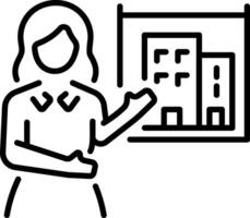 Female architect character icon in linear style vector