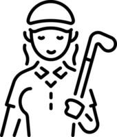 Female golfer character icon in line style vector