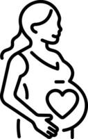 A linear icon showing pregnancy period of a woman vector