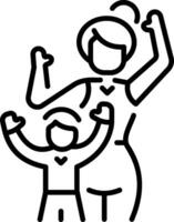 Mother playing with her child, line style icon vector
