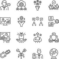 Bundle of Linear Style Sales Process Icons vector