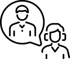 A line style icon of a character providing customer service vector