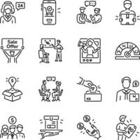 Collection of Linear Style Business Promotion Icons vector