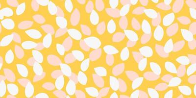 Seamless pattern with abstract petal-like shapes on a yellow background. Organic shapes and plain minimal print for textiles, wallpaper, branding, packaging, and decor vector