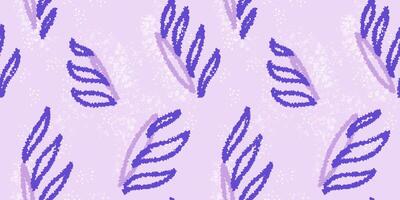 strokes brush abstract organic shapes seamless pattern. Pastel purple violet background with hand drawn unique forms and texture print. Contemporary plain repeated ornament vector