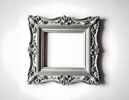 Silver picture frame on a white background. Isolated. 3d rendering photo