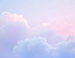 Sun and cloud background with a pastel colored, soft sky and clouds photo