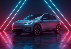3D rendering of a brand-less generic concept car in the studio2 photo