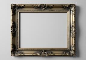 Frame for paintings, mirrors or photo on a gray background. 3d rendering