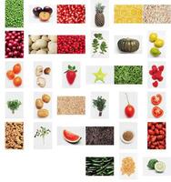 A collage of different fruits and vegetables photo