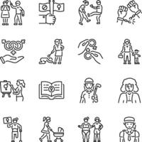 Set of Feminist Stereotypes Linear Icons vector