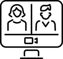 Online meeting system icon in linear style vector