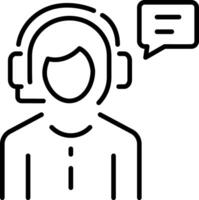 A line icon of a representative doing a live calling vector