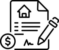 Signing a sales contract, line style icon vector