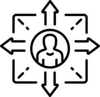 A line style icon depicting segmented targeting vector