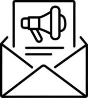 A line style icon of an envelope showing email marketing vector