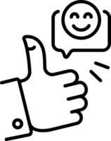 A line style icon showing positive feedback vector