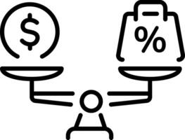 A line style icon of product price comparison scale vector