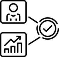 A line style icon of market analysis process vector