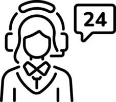 A character providing customer support, line style icon vector
