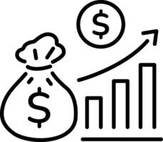 A line icon of a progress graph depicting business growth vector