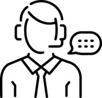A linear style icon of a customer representative talking to someone vector