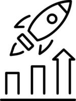 A line icon of rocket with metrics depicting sales boost vector