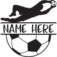 Goalkeeper Soccer Name Frame, Soccer Ball, Sport Silhouette vector