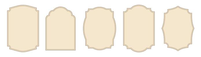 Brown geometric vintage frames. Collection of retro labels. Abstract geometric grunge shape elements. vector