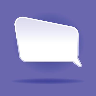 3D speech bubble on blue background