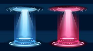 VS, Versus futuristic design. Battle headline template. Futuristic abstract technology background. Circle teleport with sparks on transparent background. Sci-fi concept design. Modern tournament. vector