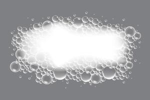 Soap bubbles, displaying unique designs, gracefully float on a plain gray surface vector