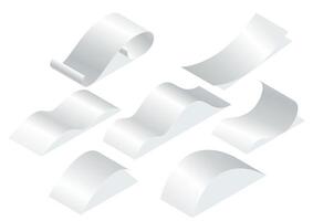 Payment check and receipts with shadows. Set of curved financial paper, purchase invoice. Buying, bill or calculate pay. Receipt the seller forms vector