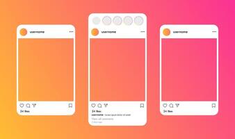 Social network story and post blank layout frame mockup template illustration vector